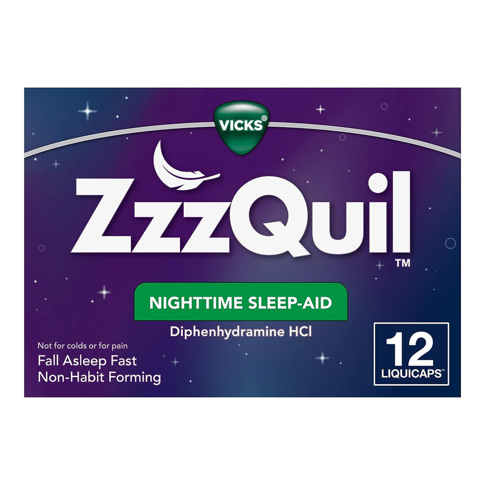 ZzzQuil� Nighttime Sleep-Aid LiquiCaps-Sleep Aid ZzzQuil� 12 per Box Caplet 25 mg Strength