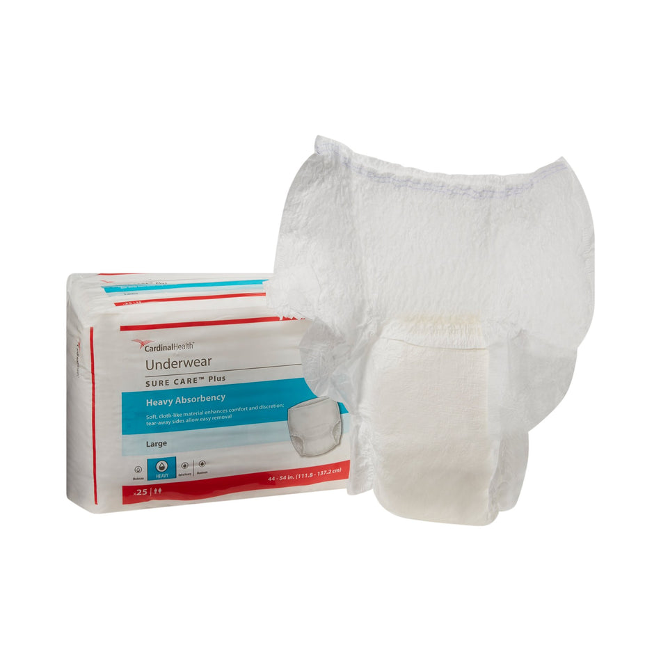 Sure Care� Plus Heavy Absorbent Underwear, Large-Unisex Adult Absorbent Underwear Sure Care� Plus Pull On with Tear Away Seams Large Disposable Heavy Absorbency