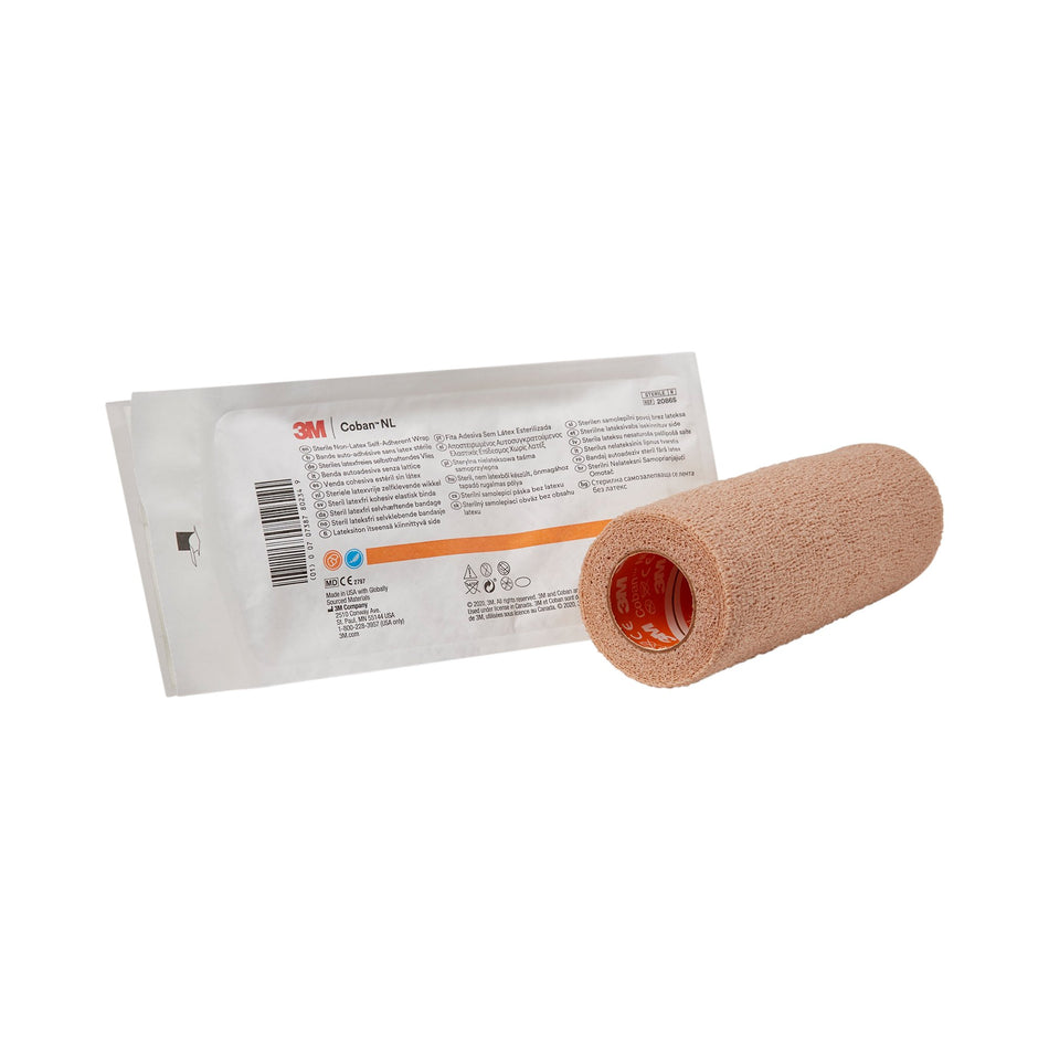 3M� Coban� LF Self-adherent Closure Cohesive Bandage, 6 Inch x 5 Yard-Cohesive Bandage 3M� Coban� LF 6 Inch X 5 Yard Self-Adherent Closure Tan Sterile Standard Compression