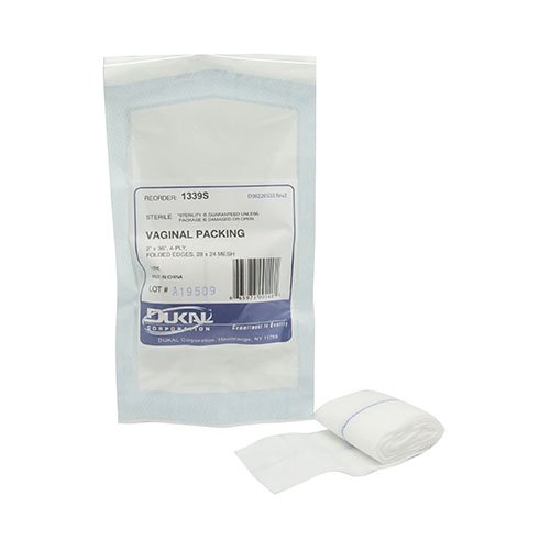 Dukal Sterile Non-Impregnated Cotton Vaginal Packing, 2 x 36 Inch-Vaginal Packing Non-impregnated 2 Inch X 1 Yard Sterile