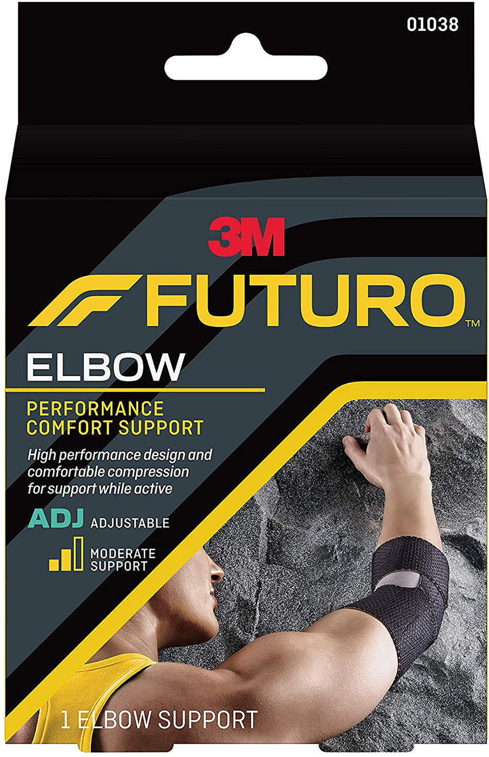 3M Futuro Elbow Support, Left or Right Elbow, Black, One Size-Elbow Support 3M� Futuro� One Size Fits Most Left or Right Elbow Black