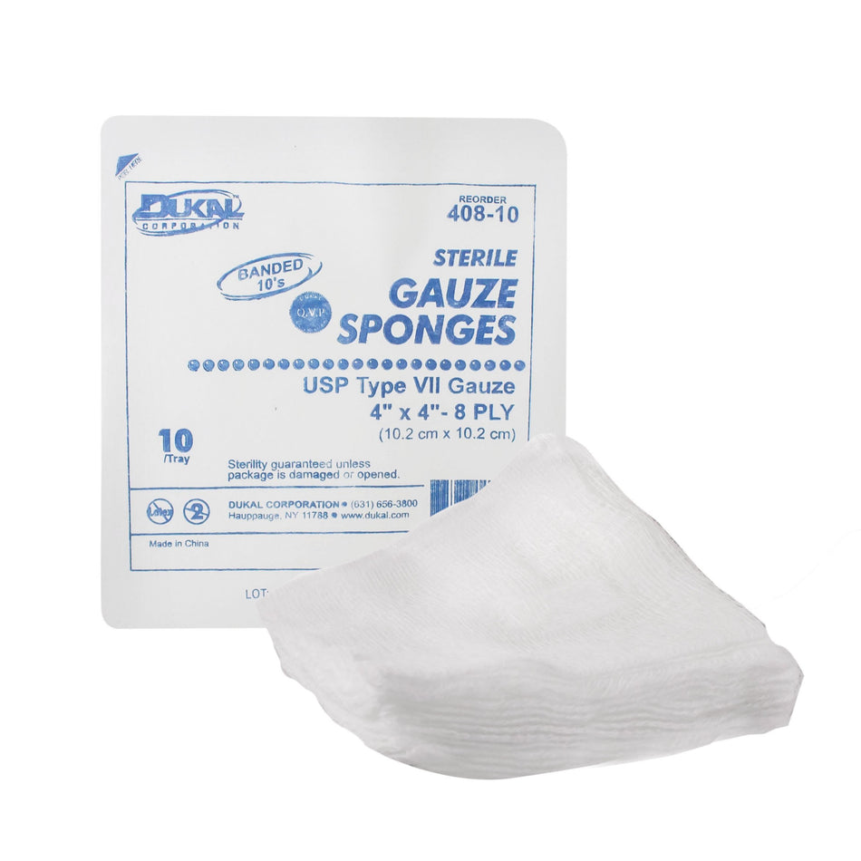 Dukal� Sterile USP Type VII Gauze Sponge, 4 x 4 Inch, 8-Ply-Gauze Sponge Dukal� 4 X 4 Inch 8-Ply Sterile 10 per Tray