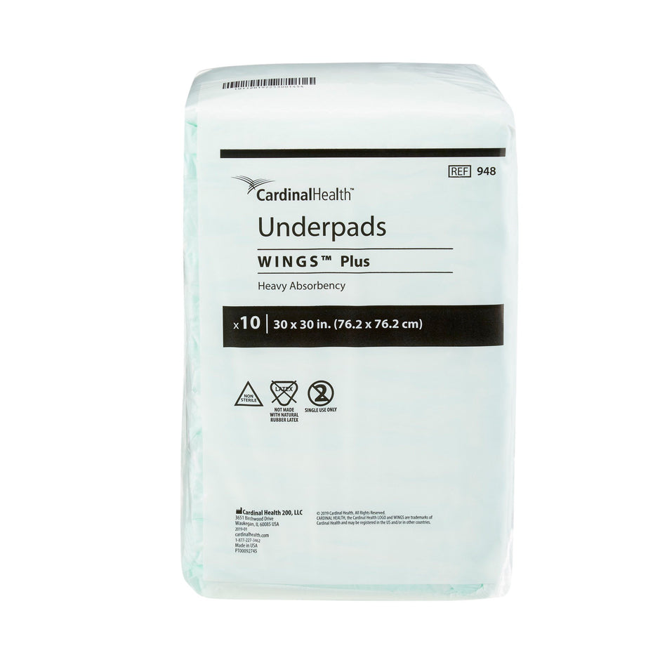 Wings Plus Underpads, Disposable, Heavy Absorbency, Beige, 30 X 30 Inch-Disposable Underpad Wings� Plus 30 X 30 Inch Fluff / Polymer Heavy Absorbency