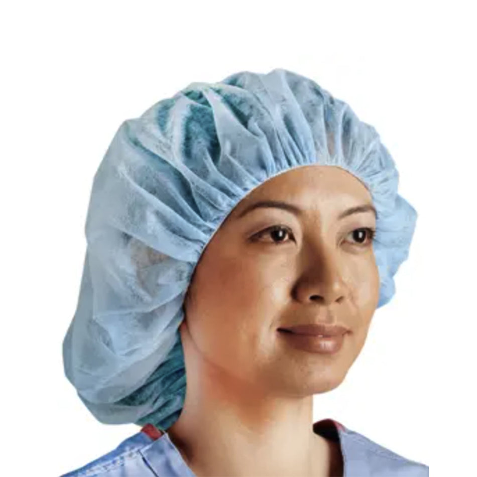 Cardinal Health Blue Bouffant Cap, 24 in.-Bouffant Cap One Size Fits Most Blue Elastic Closure