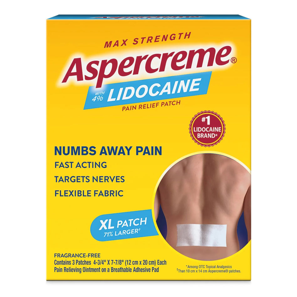 Aspercreme Lidocaine Pain Relief Patches XL-Topical Pain Relief Aspercreme� 4% Strength Lidocaine Patch