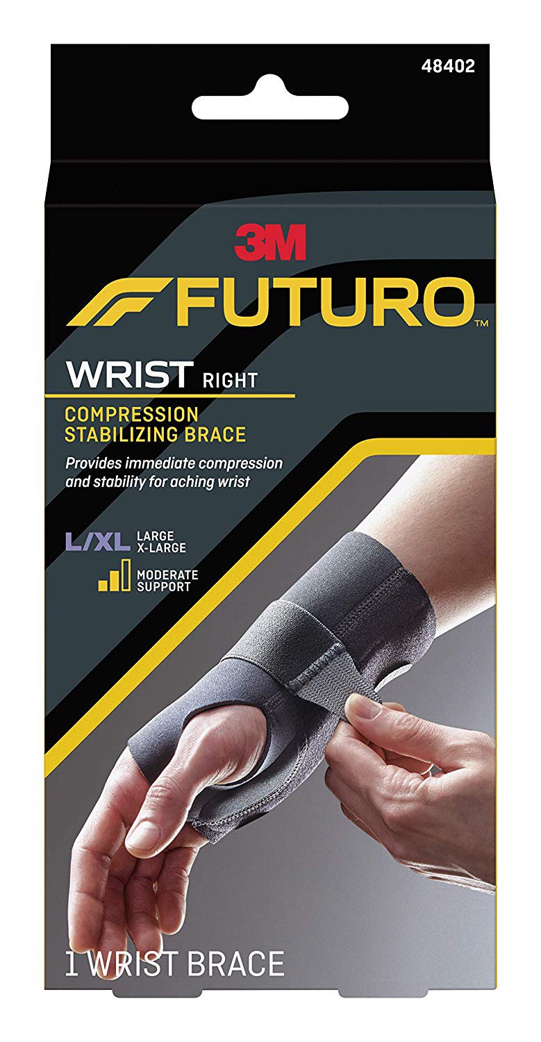 3M� Futuro� Compression Stabilizing Right Wrist Brace, Large/Extra Large-Wrist Brace Futuro� Compression Stabilizing Low Profile Aluminum / Nylon / Polyester / Polyethylene / Spandex / Silicone Right Hand Black Large / X-Large