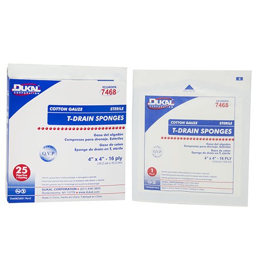 Dukal Drain Sponge, 16-Ply-Drain Sponge Dukal� 4 X 4 Inch 16-Ply Sterile 1 per Pack