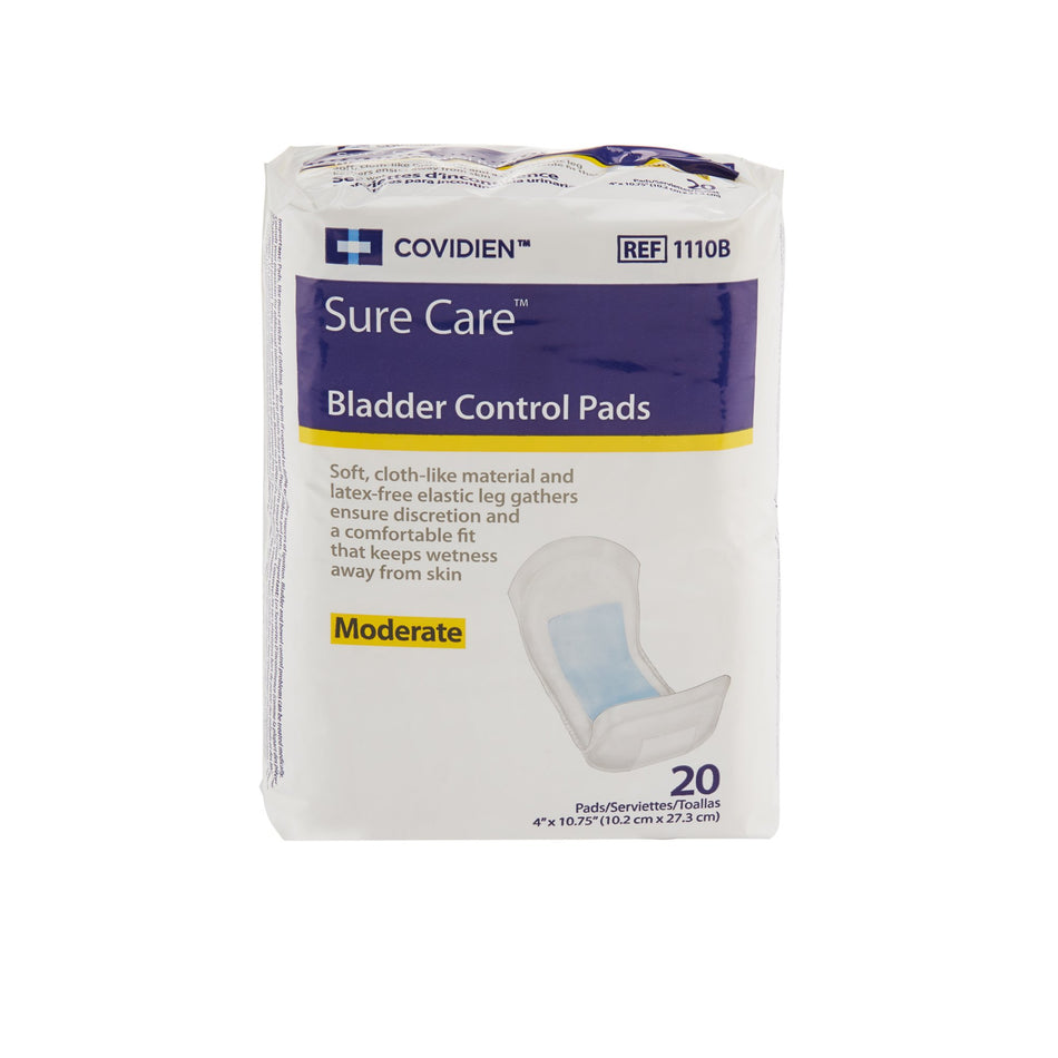 Sure Care Bladder Control Pads, Moderate Absorbency, White, Adult, Unisex, Disposable, 4 X 10-3/4 Inch-Bladder Control Pad Sure Care� 4 X 10-3/4 Inch Moderate Absorbency Polymer Core One Size Fits Most