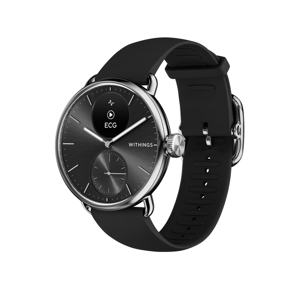 Withings ScanWatch 2 Smart Watch, 38mm, Black-Smartwatch ScanWatch 2 38mm Withings 24 Hour Grayscale OLED Display