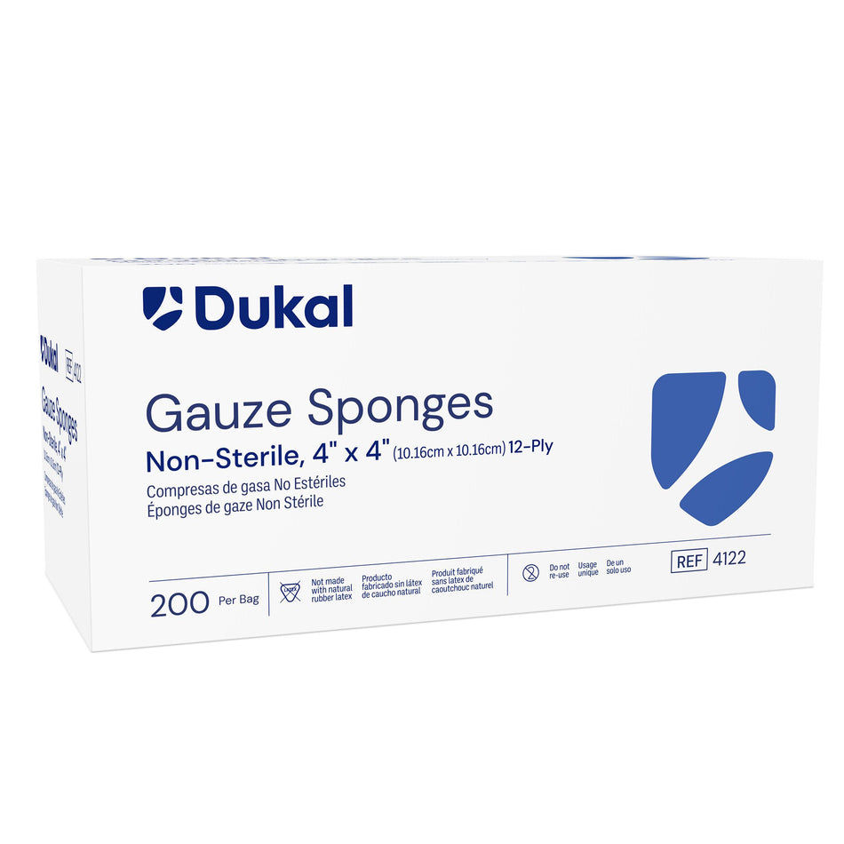 Dukal� Gauze Sponge, 4 x 4 Inch, 12-Ply-Gauze Sponge Dukal� 4 X 4 Inch 12-Ply NonSterile 100 per Pack