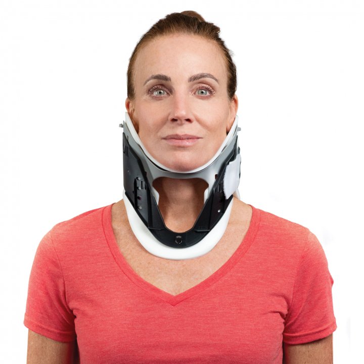 ProCare� Rigid Cervical Collar, One Size Fits Most, Adjustable Height-Rigid Cervical Collar ProCare� Preformed Adult One Size Fits Most One-Piece / Trachea Opening 1-3/4 to 3-1/2 Inch Height 11 to 23 Inch Neck Circumference