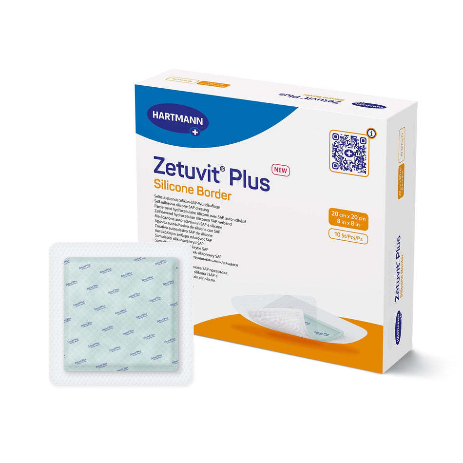 Zetuvit� Plus Silicone Border Super Absorbent Dressing, 8 x 8 Inch-Super Absorbent Dressing Zetuvit� Plus Silicone Border Silicone Adhesive 8 X 8 Inch Square