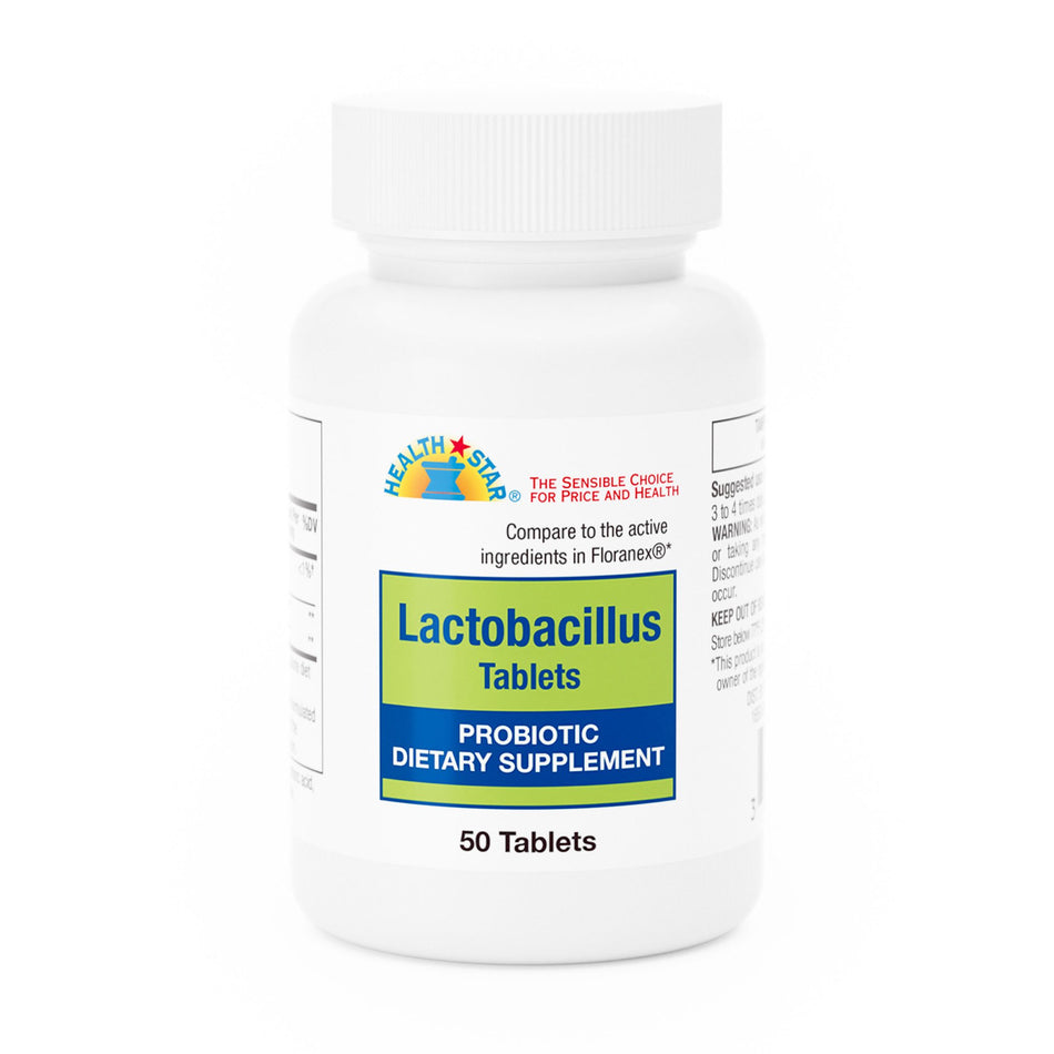 Health*Star� Lactobacillus Acidophilus / Lactobacillus Bulgaricus Probiotic Dietary Supplement-Probiotic Dietary Supplement Health Star� 50 per Bottle Tablet