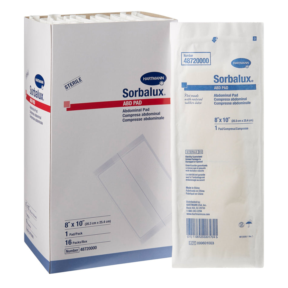 Sorbalux� ABD Sterile Abdominal Pad, 8 x 10 Inch, 1-Ply-Abdominal Pad Sorbalux� ABD 8 X 10 Inch 1-Ply Sterile 1 per Pouch