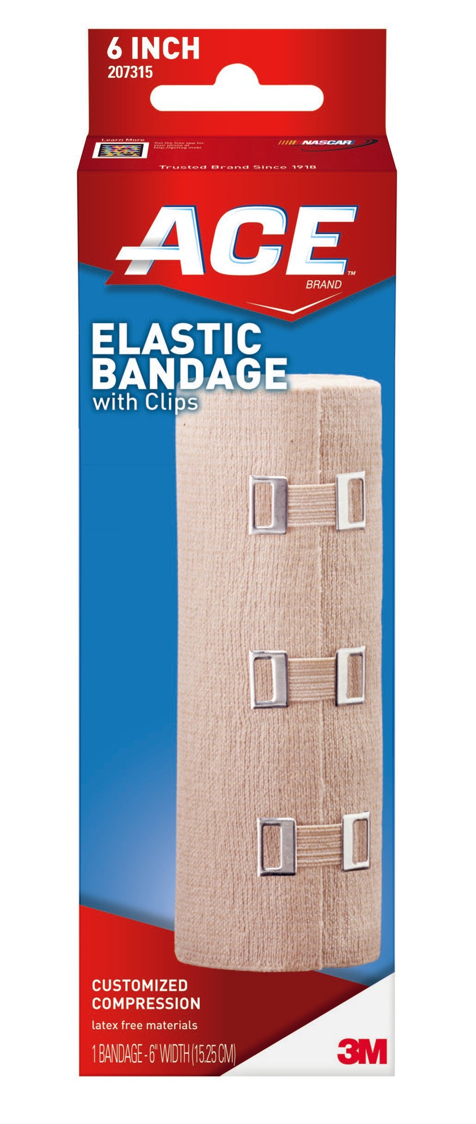 3M� Ace� Clip Detached Closure Elastic Bandage, 6 Inch x 5-1/3 Foot-Elastic Bandage 3M� ACE� 6 Inch X 5-1/3 Foot Clip Detached Closure Tan NonSterile Standard Compression