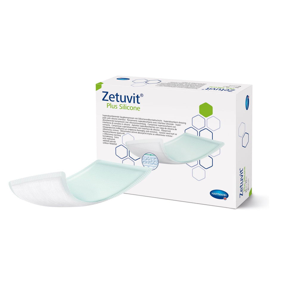 Zetuvit� Plus Silicone Super Absorbent Dressing, 8 x 10 Inch-Super Absorbent Dressing Zetuvit� Plus Silicone Non-Bordered Nonadhesive 8 X 10 Inch Rectangle