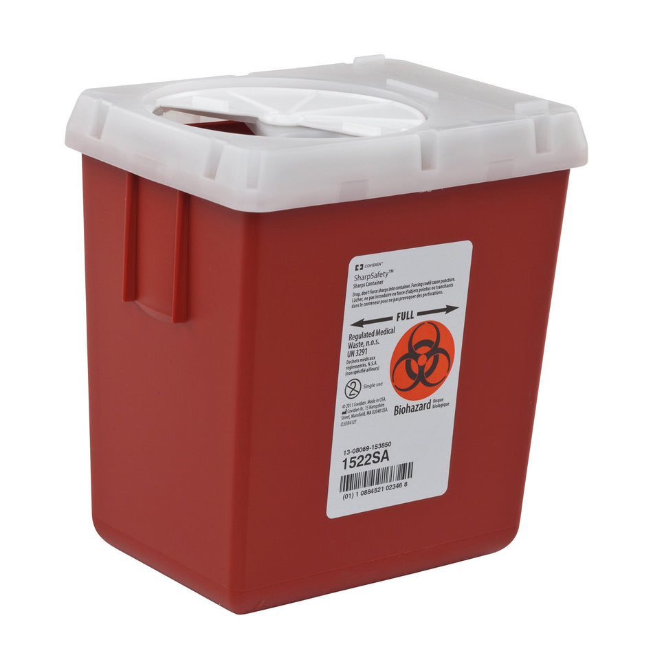 AutoDrop� Phlebotomy Sharps Container, 2.2 Quart, 7� x 6� x 4� Inch-Sharps Container AutoDrop� Red Base 7-1/4 H X 6-1/2 W X 4-1/2 D Inch Vertical Entry 0.55 Gallon