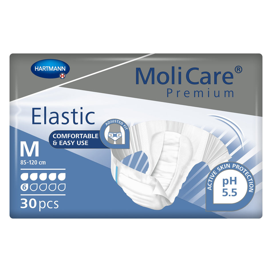 MoliCare� Premium Elastic 6 Drop Absorbency Incontinence Briefs, Medium-Unisex Adult Incontinence Brief MoliCare� Premium Elastic 6D Medium Disposable Moderate Absorbency