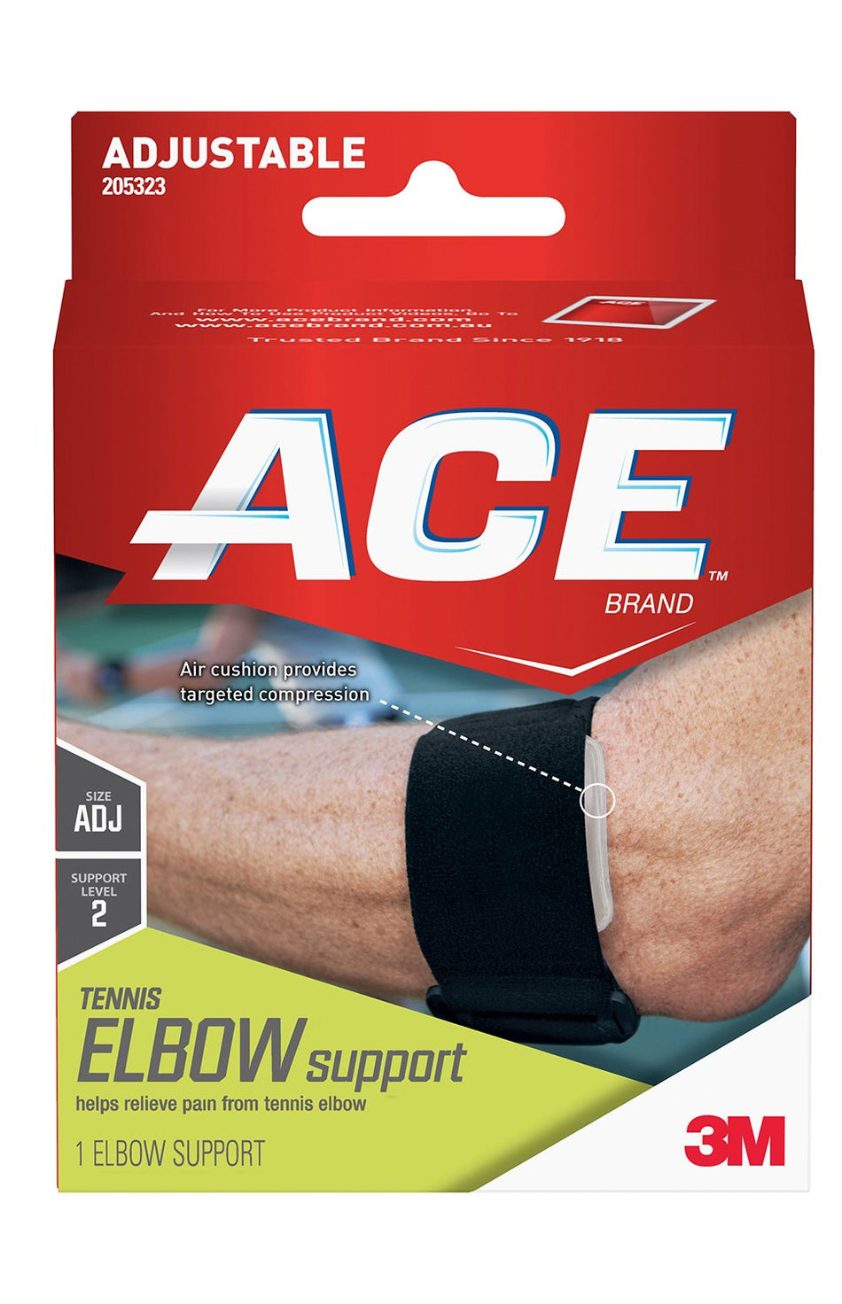 3M� Ace� Tennis Elbow Strap, Adjustable, Hook and Loop, One Size Fits Most-Elbow Support 3M� Ace� One Size Fits Most Hook and Loop Strap Closure Tennis Elbow Strap Left or Right Arm Black