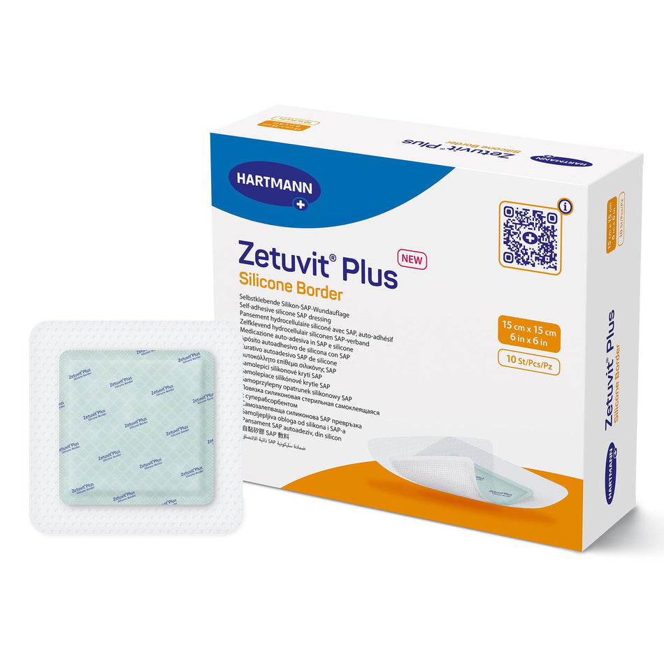 Zetuvit� Plus Silicone Border Super Absorbent Dressing, 6 x 6 Inch-Super Absorbent Dressing Zetuvit� Plus Silicone Border Silicone Adhesive 6 X 6 Inch Square