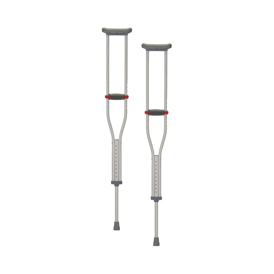 Quick Adjust Underarm Crutches for Youth, 4'6" � 5'2"-Underarm Crutches Quick Adjust Youth 4 Foot 6 Inch to 5 Foot 2 Inch User Height Aluminum Frame 300 lbs. Weight Capacity