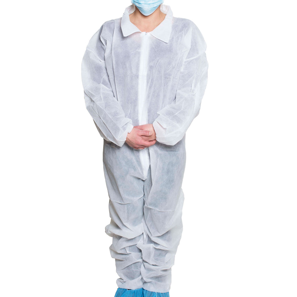 Dukal Coverall, White, X-Large-Coverall Dukal X-Large White Disposable NonSterile