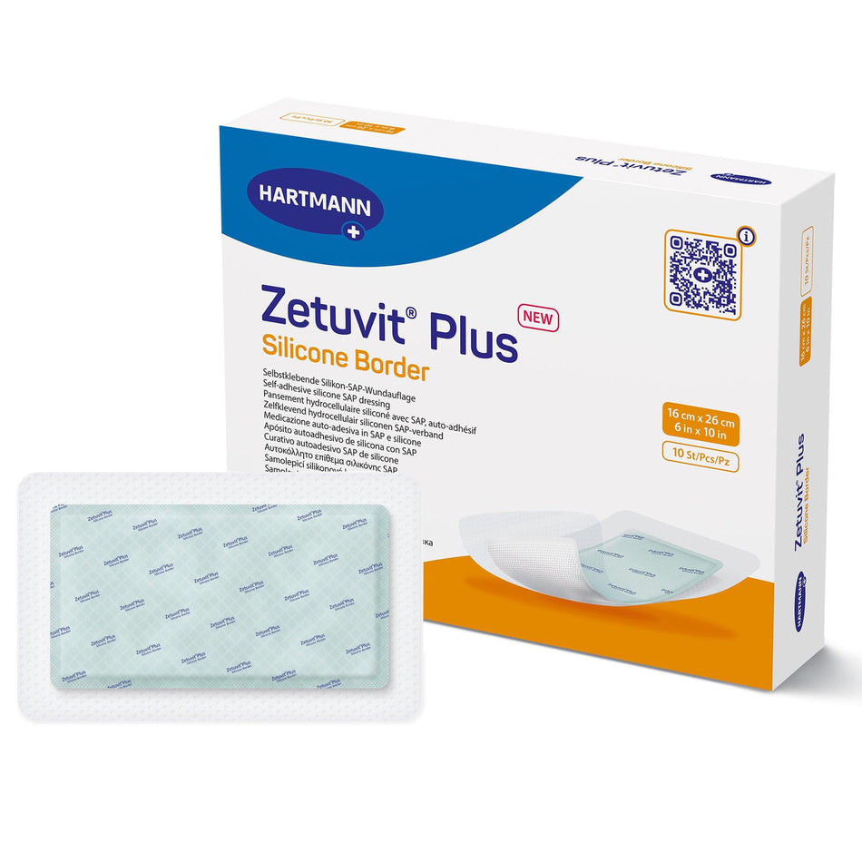 Zetuvit� Plus Silicone Border Super Absorbent Dressing, 6 x 10 Inch-Super Absorbent Dressing Zetuvit� Plus Silicone Border Silicone Adhesive 6 X 10 Inch Rectangle