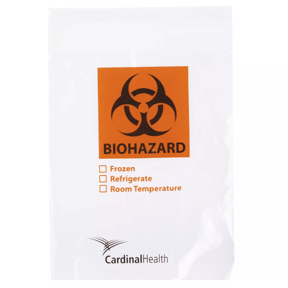 Cardinal Health� Specimen Transport Bag with Biohazard Pictogram, Zip Closure, 6 x 9 Inch-Specimen Transport Bag with Document Pouch 6 X 9 Inch Zip Closure Biohazard Symbol / Storage Instructions / Instructions for Use NonSterile