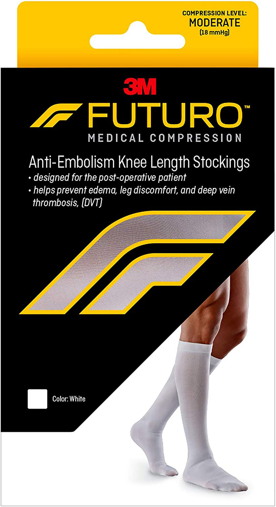 3M Futuro� Anti-Embolism Stockings, Knee-High, Closed-Toe, Medium/Regular, White-Anti-embolism Stocking 3M� Futuro� Knee High Medium / Regular White Closed Toe