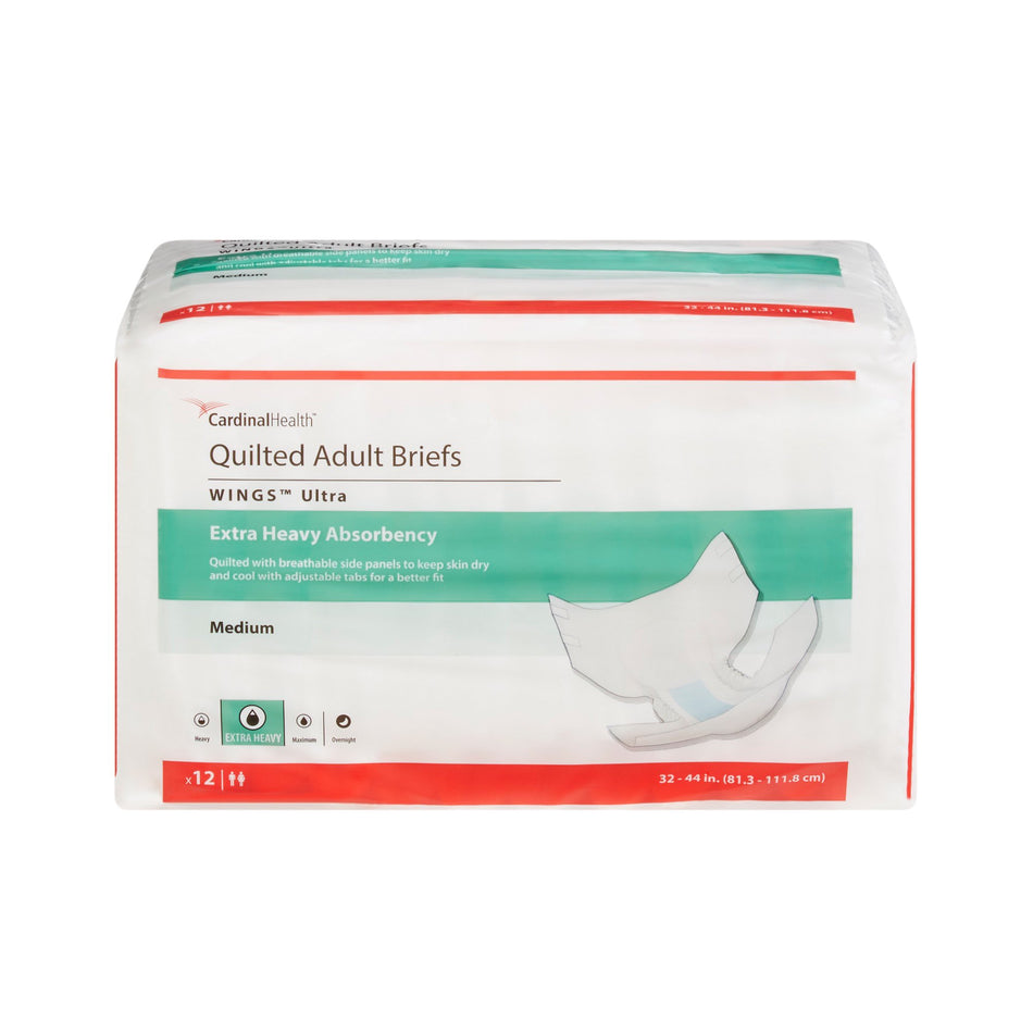 Wings� Ultra Quilted Extra Heavy Absorbency Incontinence Brief, Medium-Unisex Adult Incontinence Brief Wings� Ultra Medium Disposable Heavy Absorbency