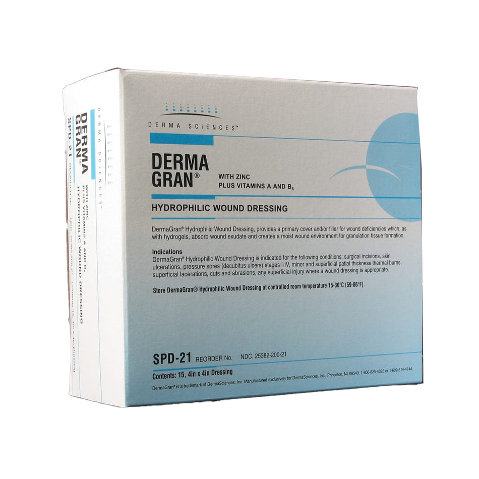 Dermagran� B Zinc Impregnated Dressing, 4 x 4 Inch-Zinc Impregnated Dressing Dermagran� B Square 4 X 4 Inch Sterile