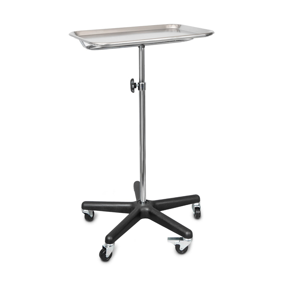 Mayo Instrument Stand-Mobile Instrument Stand Tech-Med Hand Operated Single Post 5-Leg Base Small Tray