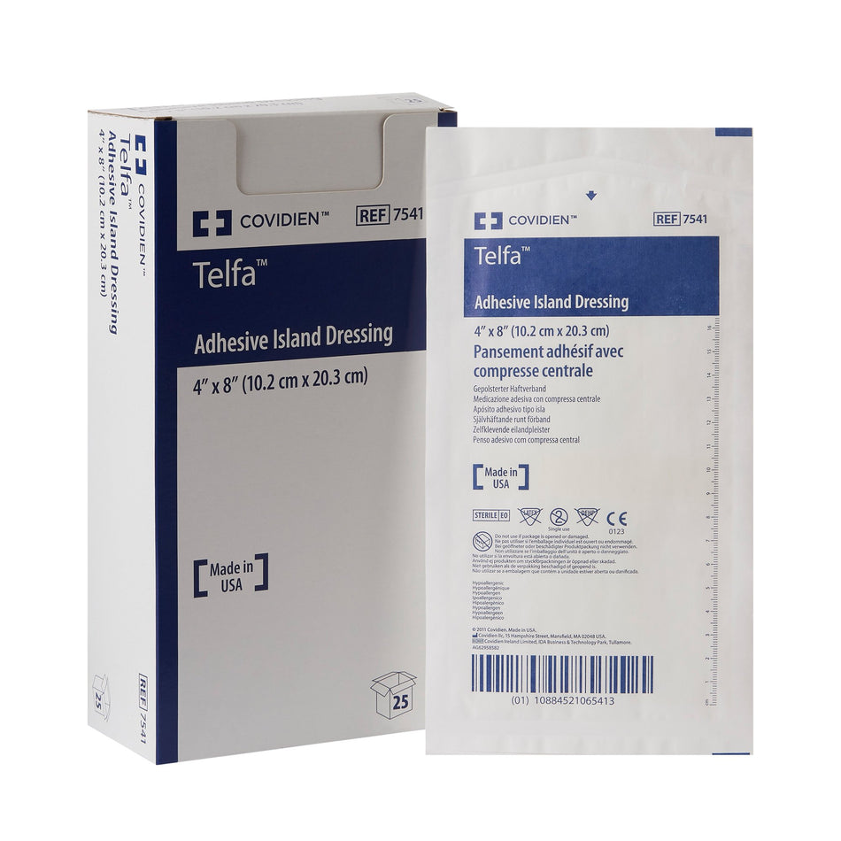 Telfa� White Adhesive Dressing, 4 x 8 Inch-Island Dressing Telfa� 4 X 8 Inch Rectangle Sterile