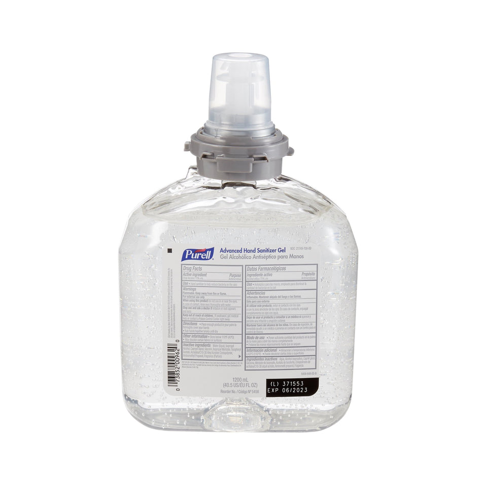 Hand Sanitizer Purell® Advanced 1,200 mL Ethyl Alcohol Gel Dispenser Refill Bottle