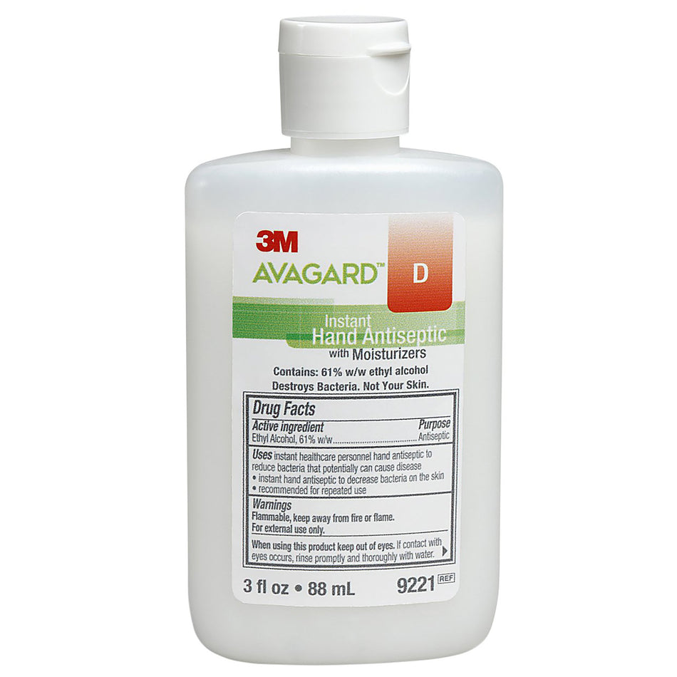 3M Avagard D Hand Antiseptic with Moisturizers, 3 fl oz Bottle-Hand Sanitizer 3M� Avagard� D 3 oz. Ethyl Alcohol Gel Bottle