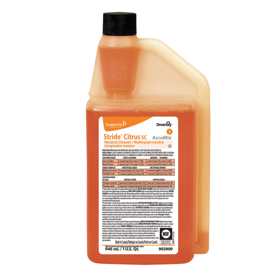 Stride� Citrus SC Surface Cleaner-Floor Cleaner Diversey� Stride� Citrus SC Liquid Concentrate 32 oz. Bottle Citrus Scent Manual Pour