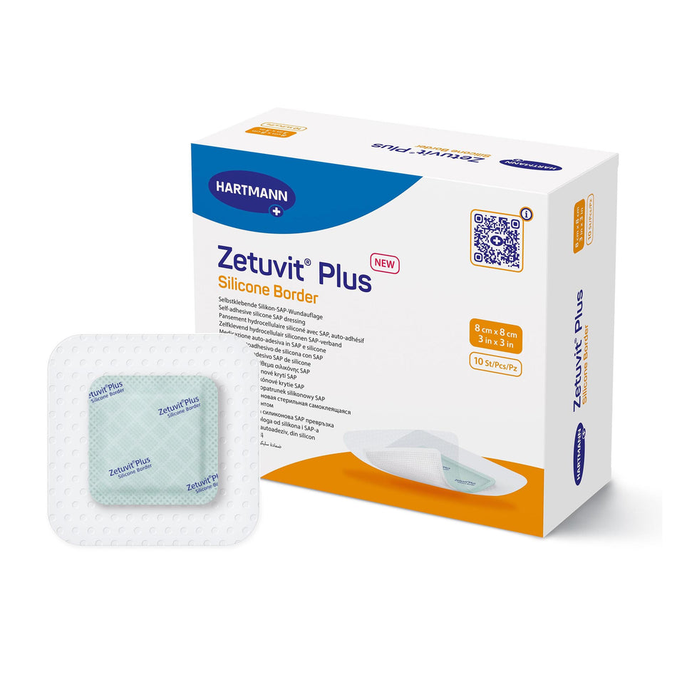 Zetuvit� Plus Silicone Border Super Absorbent Dressing, 3 x 3 Inch-Super Absorbent Dressing Zetuvit� Plus Silicone Border Silicone Adhesive 3 X 3 Inch Square