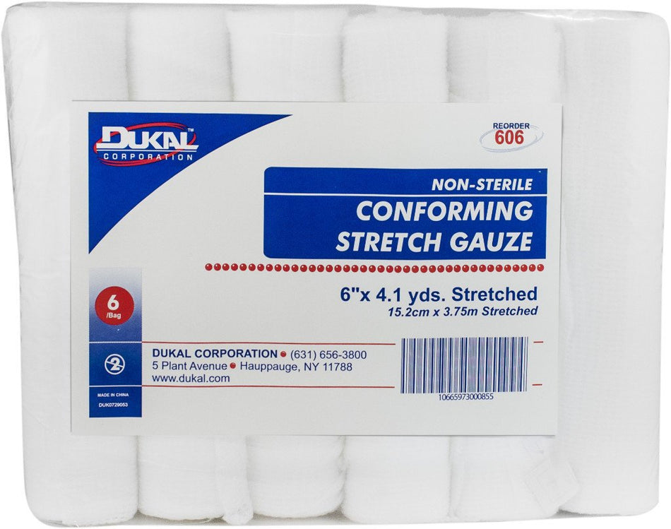 Dukal� Conforming Bandage, 6 Inch x 4-1/10 Yard-Conforming Bandage Dukal� 6 Inch X 4-1/10 Yard 8-Ply NonSterile 6 per Pack