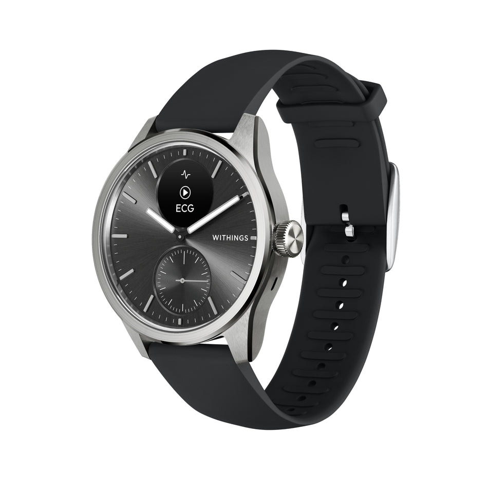 Withings ScanWatch 2 Smart Watch, 42mm, Black-Smartwatch ScanWatch 2 42mm Withings 24 Hours Grayscale OLED Display