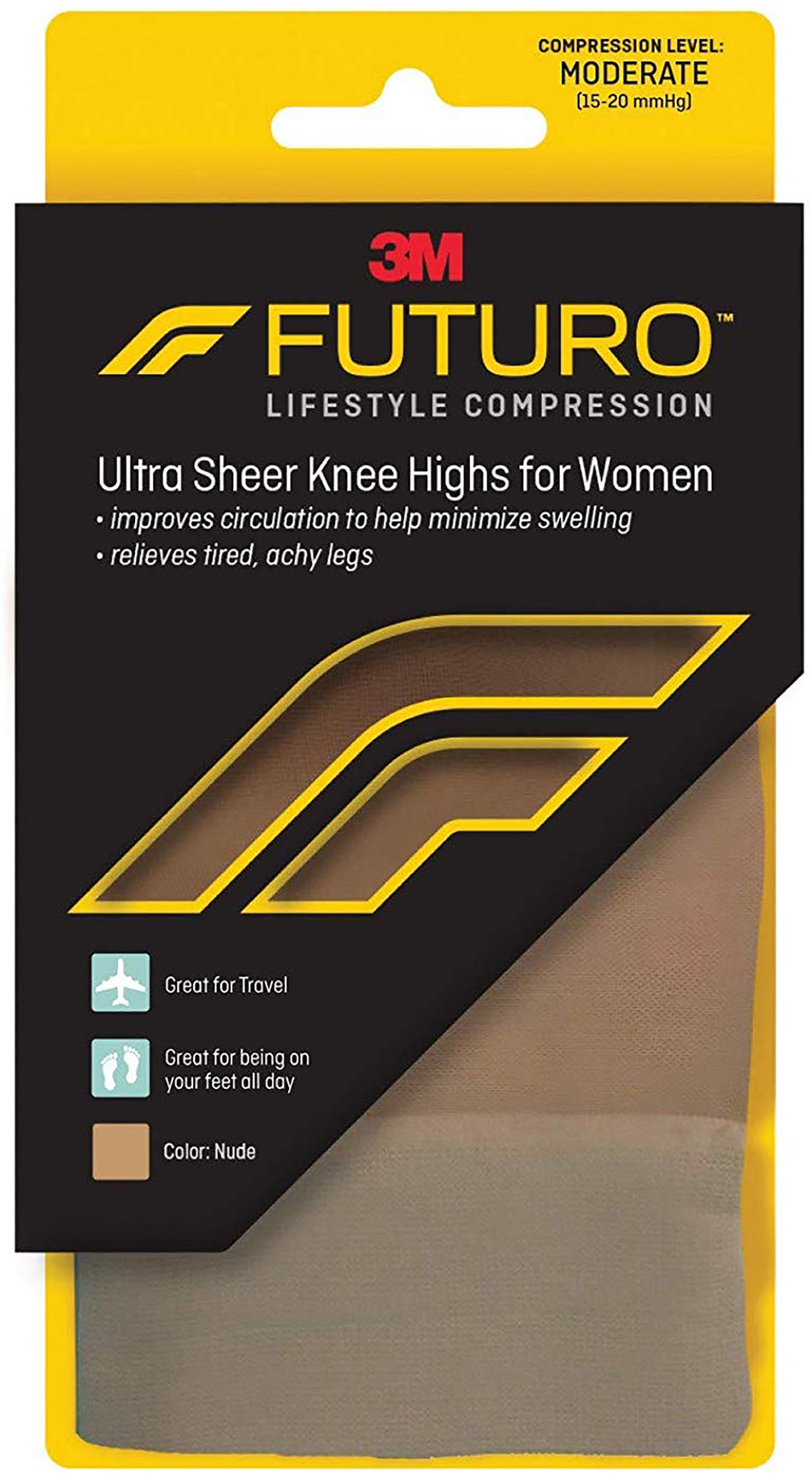 3M� Futuro� Lifestyle Compression Ultra Sheer Knee Highs for Women, Nude, Large-Compression Pantyhose 3M� Futuro� Ultra Sheer Knee High Large Nude Closed Toe