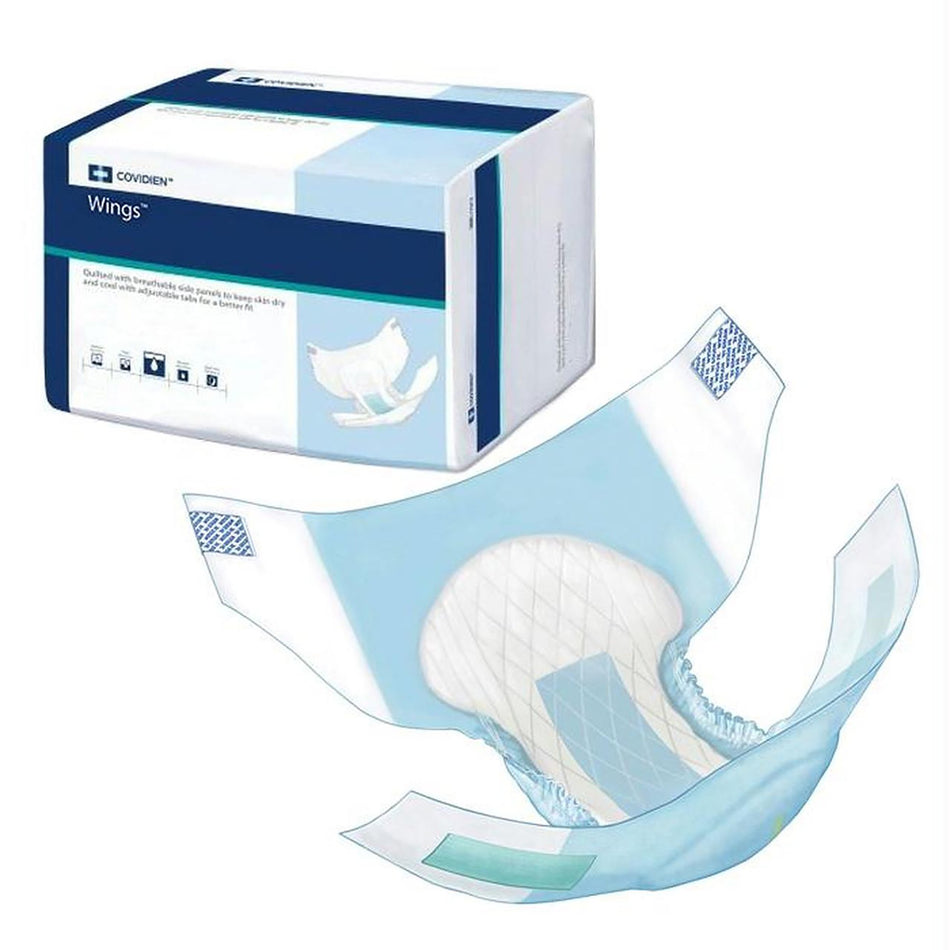 Wings� Ultra Hook & Loop Quilted Extra Heavy Absorbency Incontinence Brief, Small-Unisex Adult Incontinence Brief Wings� Ultra Small Disposable Heavy Absorbency