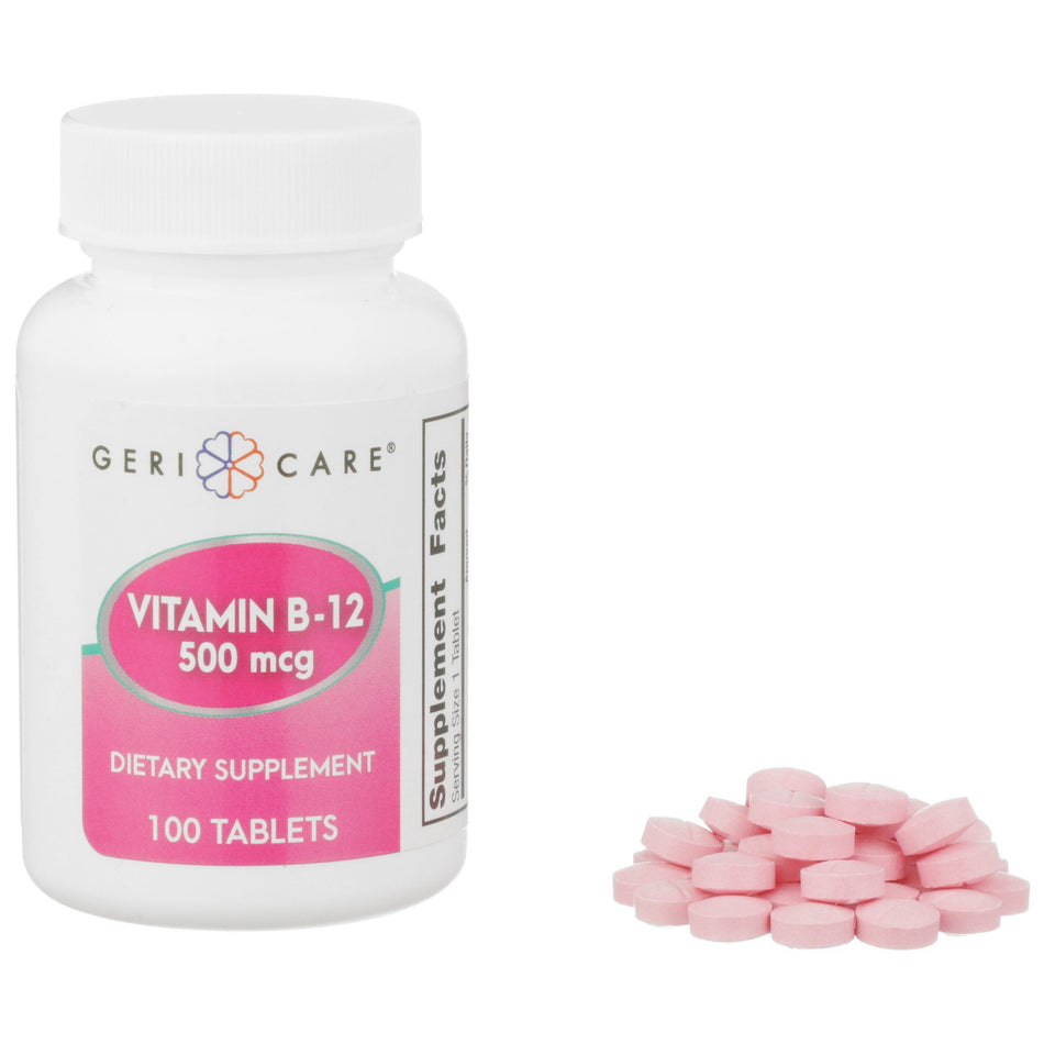 Geri-Care Vitamin B-12 Supplement-Vitamin Supplement Geri-Care� Vitamin B12 500 mcg Strength Tablet 100 per Bottle