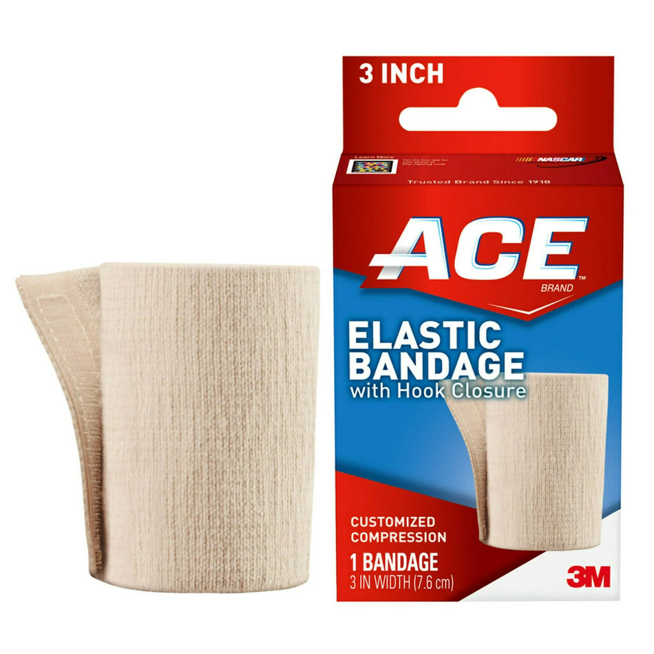 3M� Ace� Single Hook and Loop Closure Elastic Bandage, 3 Inch Width-Elastic Bandage 3M� ACE� 3 Inch Width Single Hook and Loop Closure Tan NonSterile Standard Compression