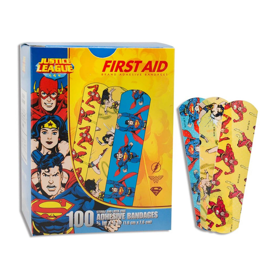 American� White Cross Stat Strip� Superman/Wonder Woman/Flash Kid Design Adhesive Strip, � x 3 Inch-Adhesive Strip American� White Cross Stat Strip� 3/4 X 3 Inch Plastic Rectangle Kid Design (Superman / Wonder Woman / Flash) Sterile