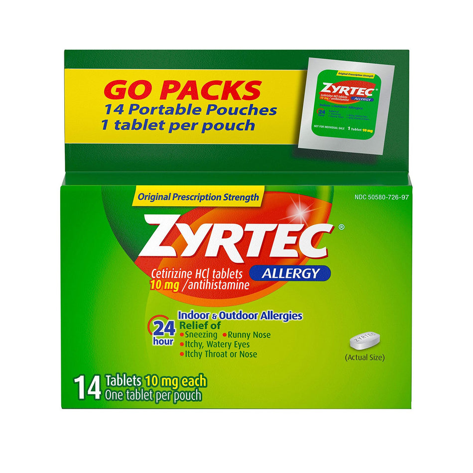 Zyrtec� 24 Hour 10 mg Tablets-Allergy Relief Zyrtec� 10 mg Strength Tablet 14 per Box