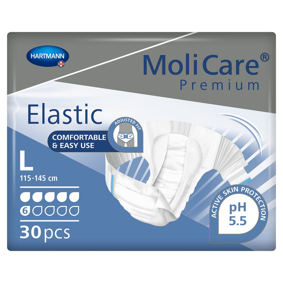 MoliCare� Premium Elastic 6 Drop Absorbency Incontinence Briefs, Large-Unisex Adult Incontinence Brief MoliCare� Premium Elastic 6D Large Disposable Moderate Absorbency