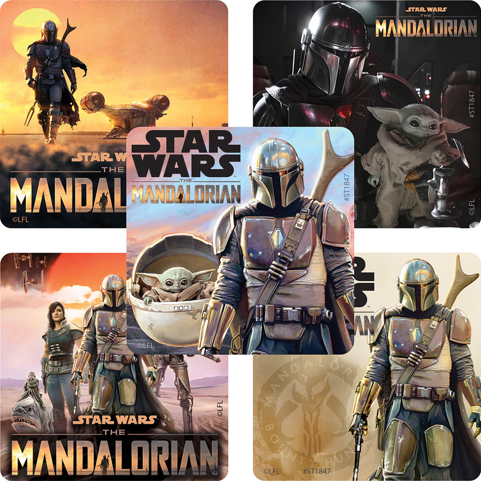 SmileMakers® 100 per Box Star Wars Mandalorian Sticker 2-1/2 Inch