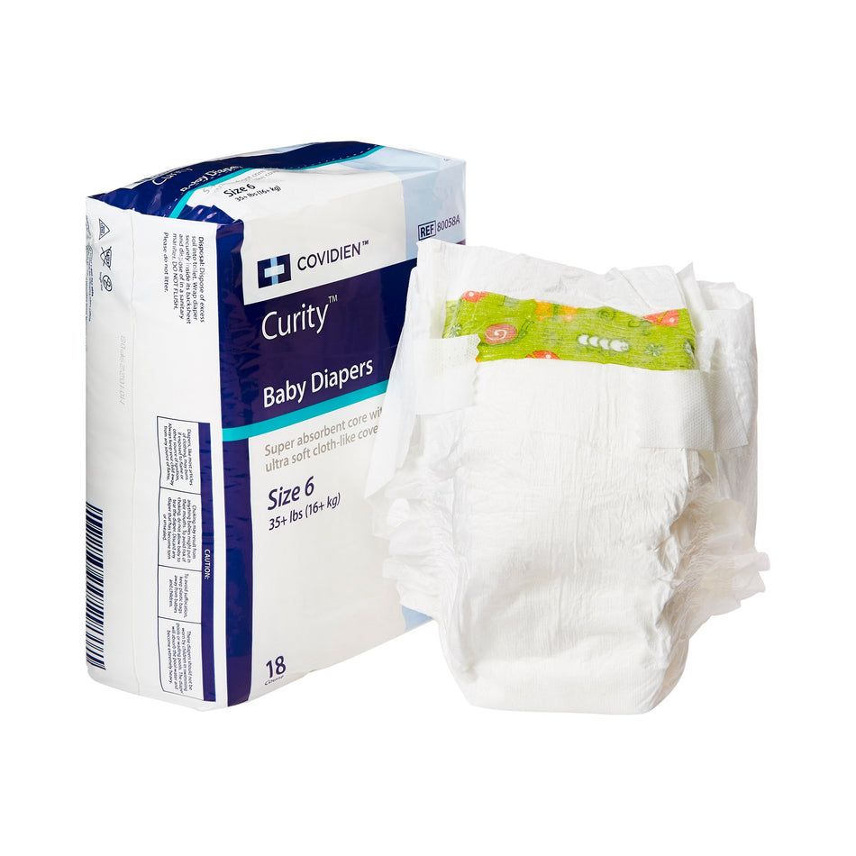 Curity Unisex Baby Diapers, Heavy Absorbency, Disposable, Size 6, 35+ lbs-Unisex Baby Diaper Cardinal Health� Wings� Size 6 / 2X-Large Disposable Heavy Absorbency