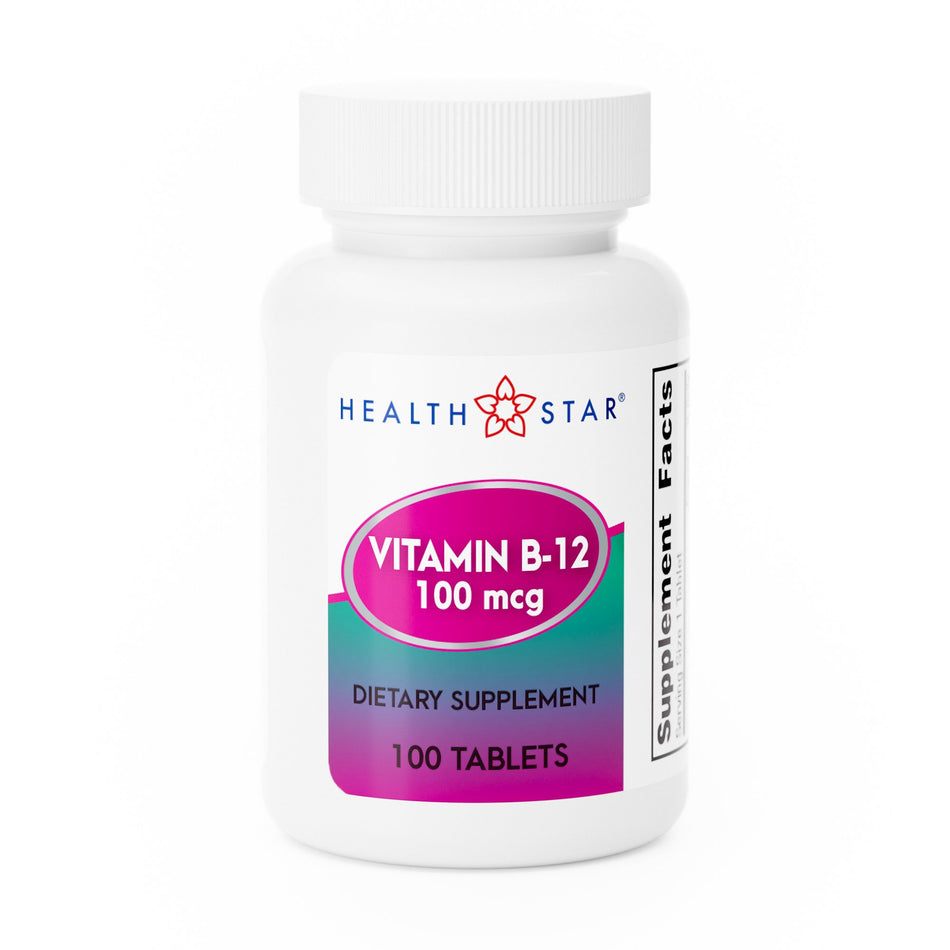 Health*Star� Vitamin B-12 Supplement-Vitamin Supplement Geri-Care� Vitamin B12 100 mcg Strength Tablet 100 per Bottle