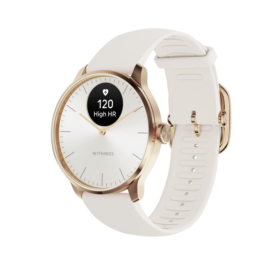 Withings ScanWatch Light Smart Watch, 37mm, Sand-Smartwatch ScanWatch Light 37mm Withings 24 Hours Grayscale OLED Display